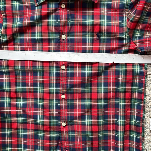 Polo Ralph Lauren Button Up Boys L (14-16) Red Green Plaid Cotton Long Sleeve - Picture 8 of 11